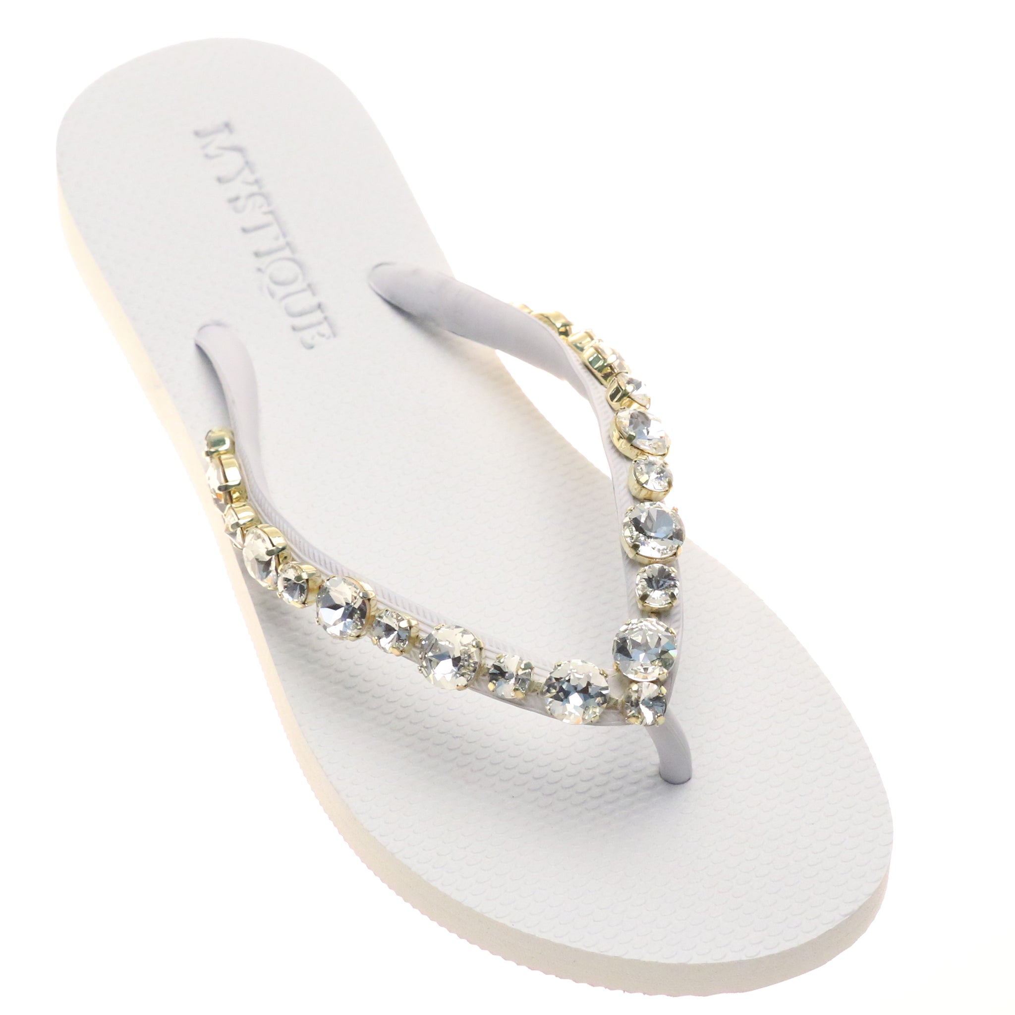 Blakely Flip Flop White Women s Jeweled Rubber Flip Flops Mystique Sandals