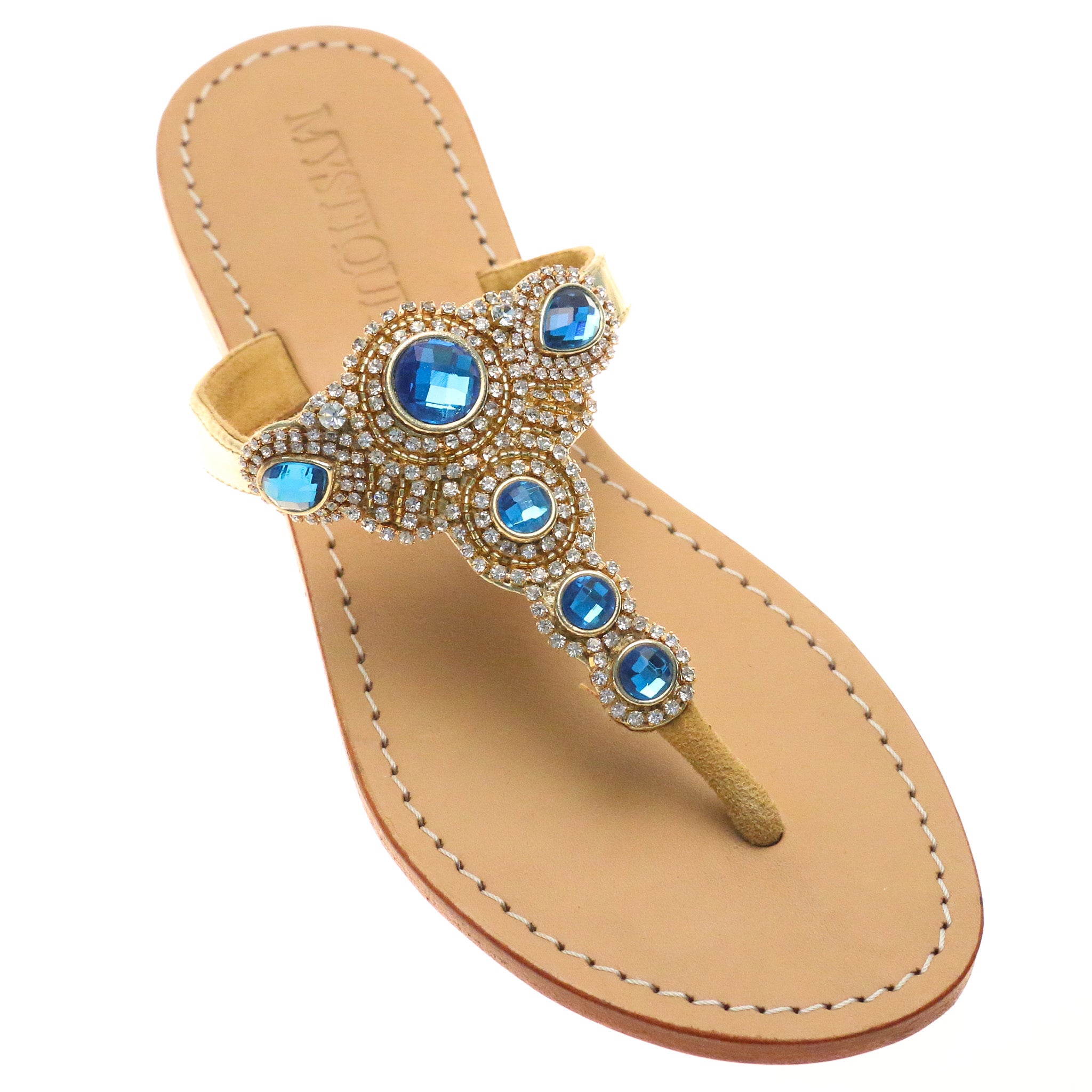 Birmingham Women's Blue Jeweled Leather Sandals Mystique Sandals