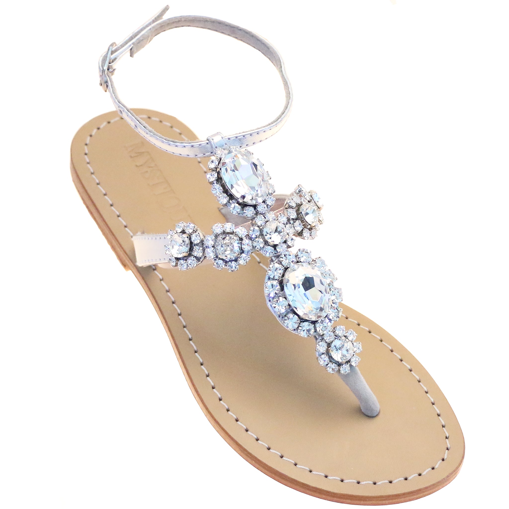 Women's jeweled flat hotsell sandals
