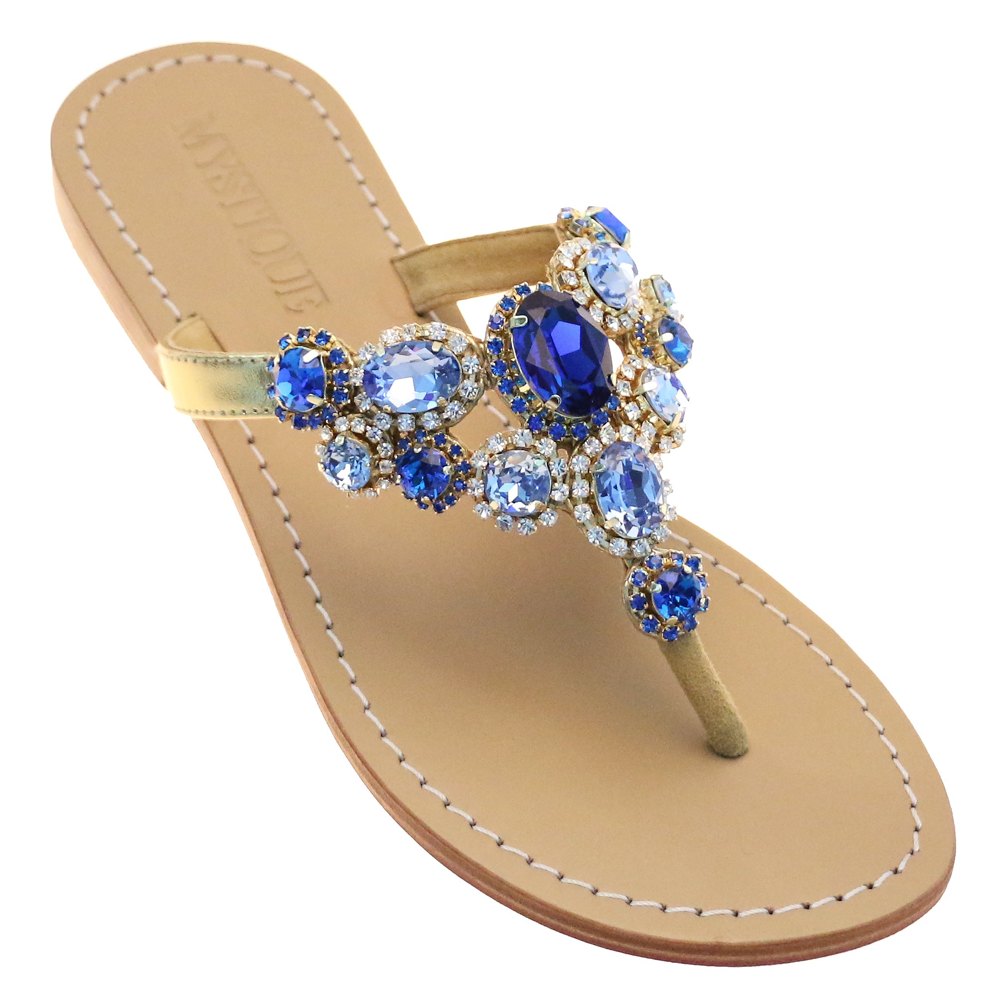 Blue cheap jewelled sandals