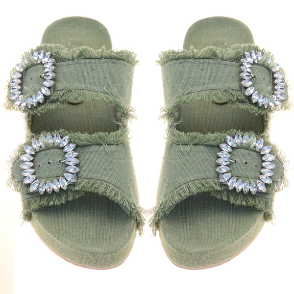 Murphy Sandal Green Twill-In Stock