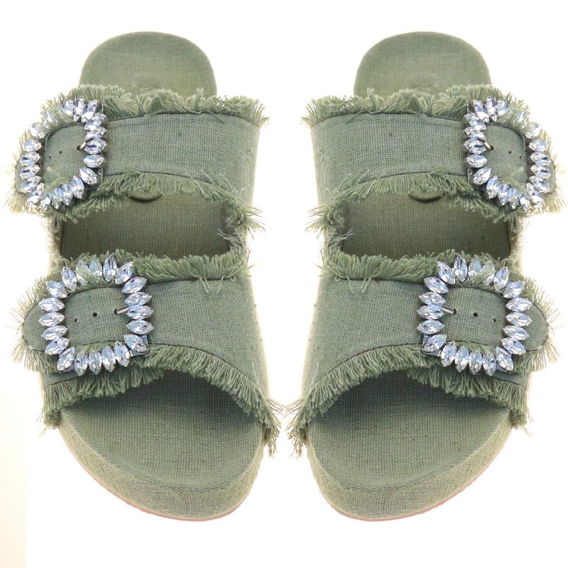 Murphy Sandal Green Twill-In Stock
