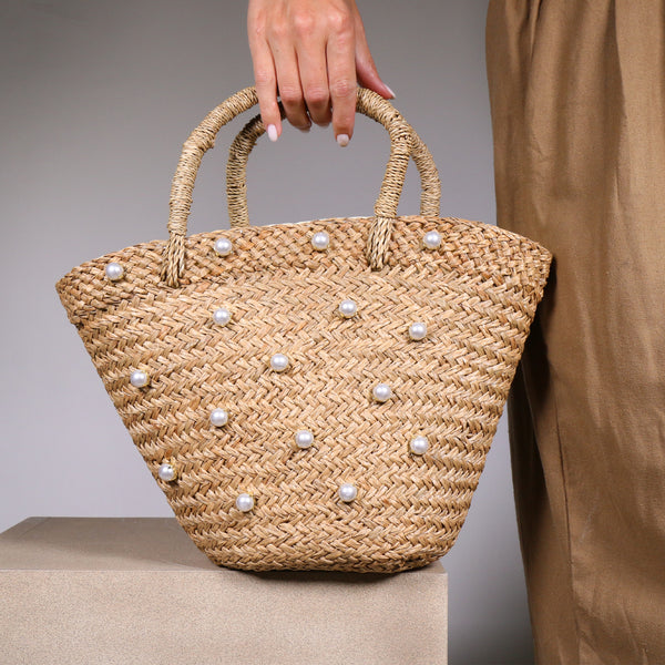 Mary Straw Pearl Bag