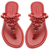Barbados- Mystique Red Jeweled Thong Handmade Leather Sandals ...