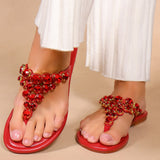 Barbados- Mystique Red Jeweled Thong Handmade Leather Sandals ...