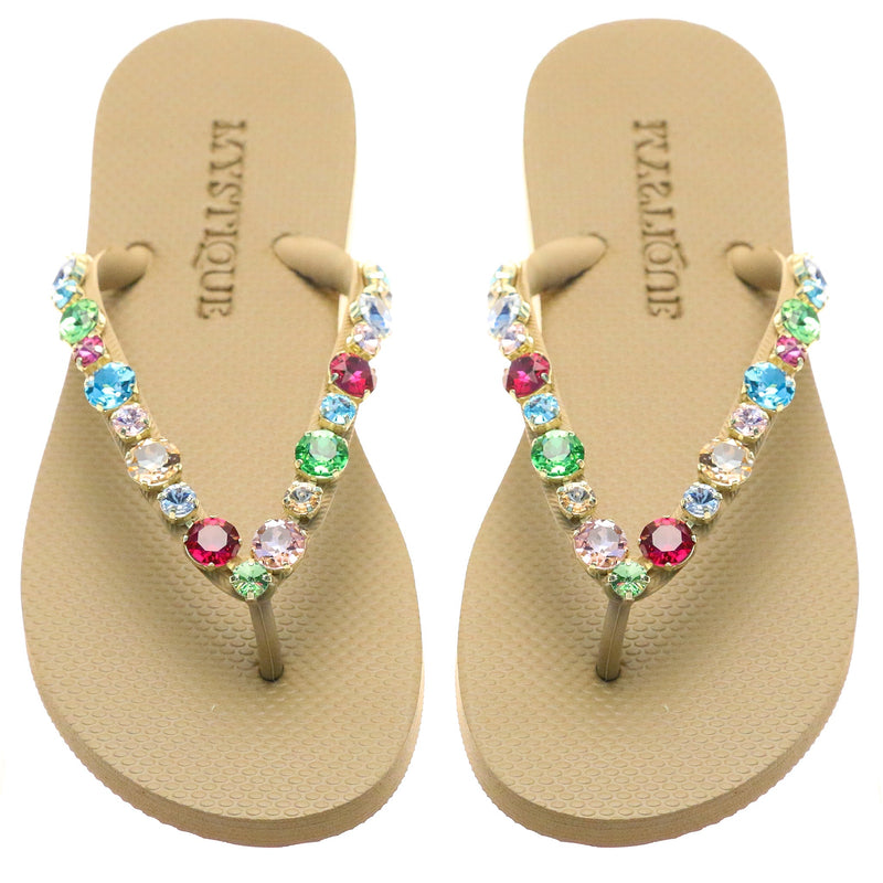 Blakely Flip Flop Beige Multi-In Stock