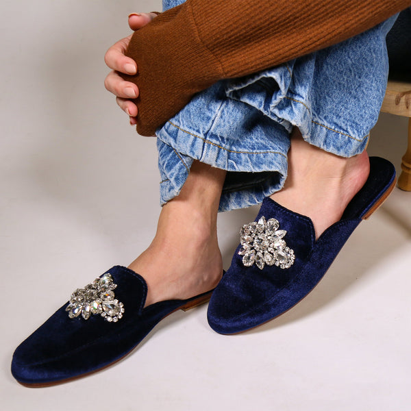 Bangkok Mule Navy Velvet-In Stock