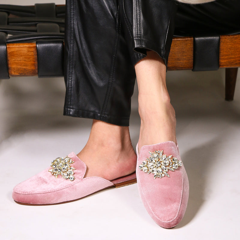 Charlotte Mule Pink Velvet