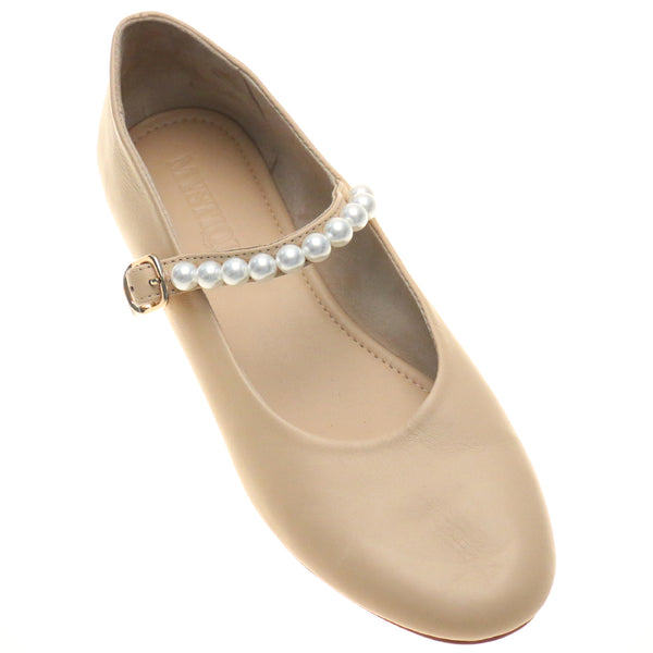 Connecticut Ballerina Beige Leather