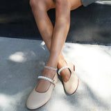 Connecticut Ballerina Beige Leather-In Stock