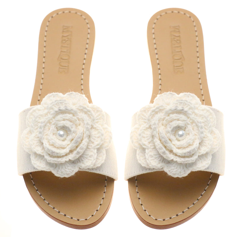 Floral Park Slide White Twill-In Stock