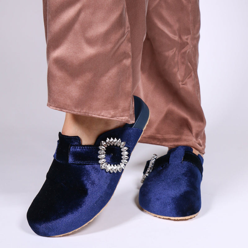 Hartford Mule Navy Velvet-In Stock