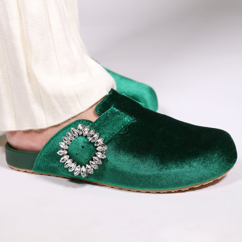 Hartford Mule Green Velvet-In Stock