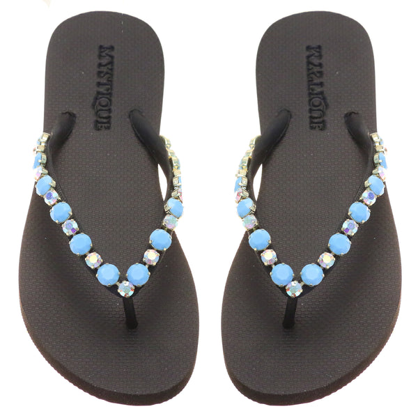 Blakely Flip Flop Black Turquoise-In Stock