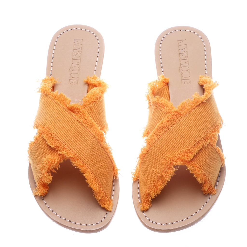 Beaufort- Women's Orange Criss Cross Sandals | Mystique Sandals