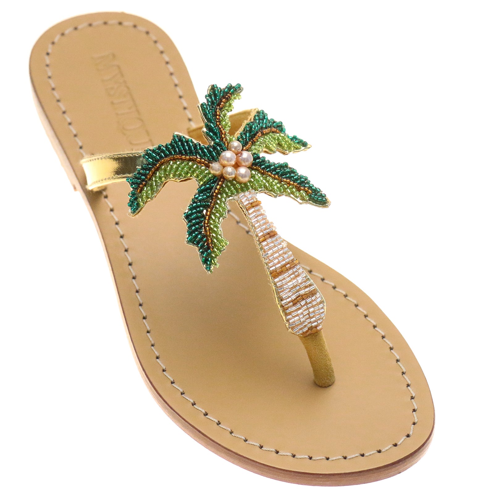 【COLOR iN ID】Palm tree suede tassel flip-flops ADDISON-