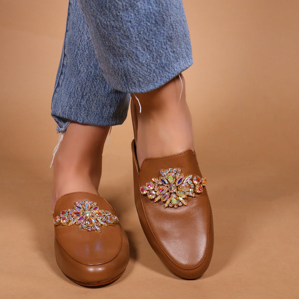 Charlotte Mule Brown Leather