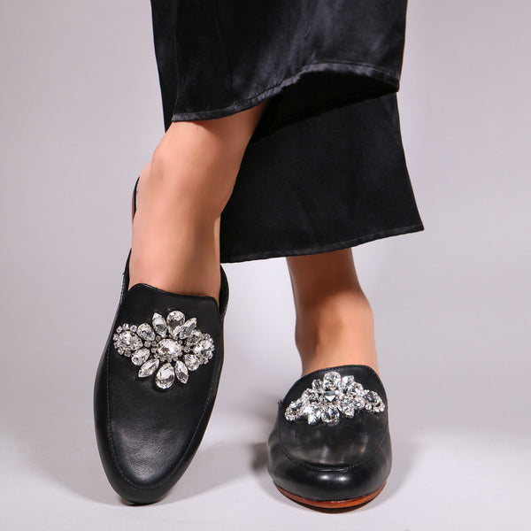 Bangkok Mule Black Leather