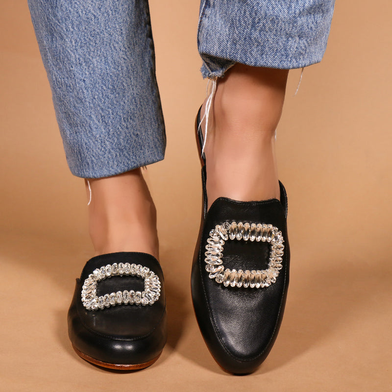 Chicago Mule Black Leather
