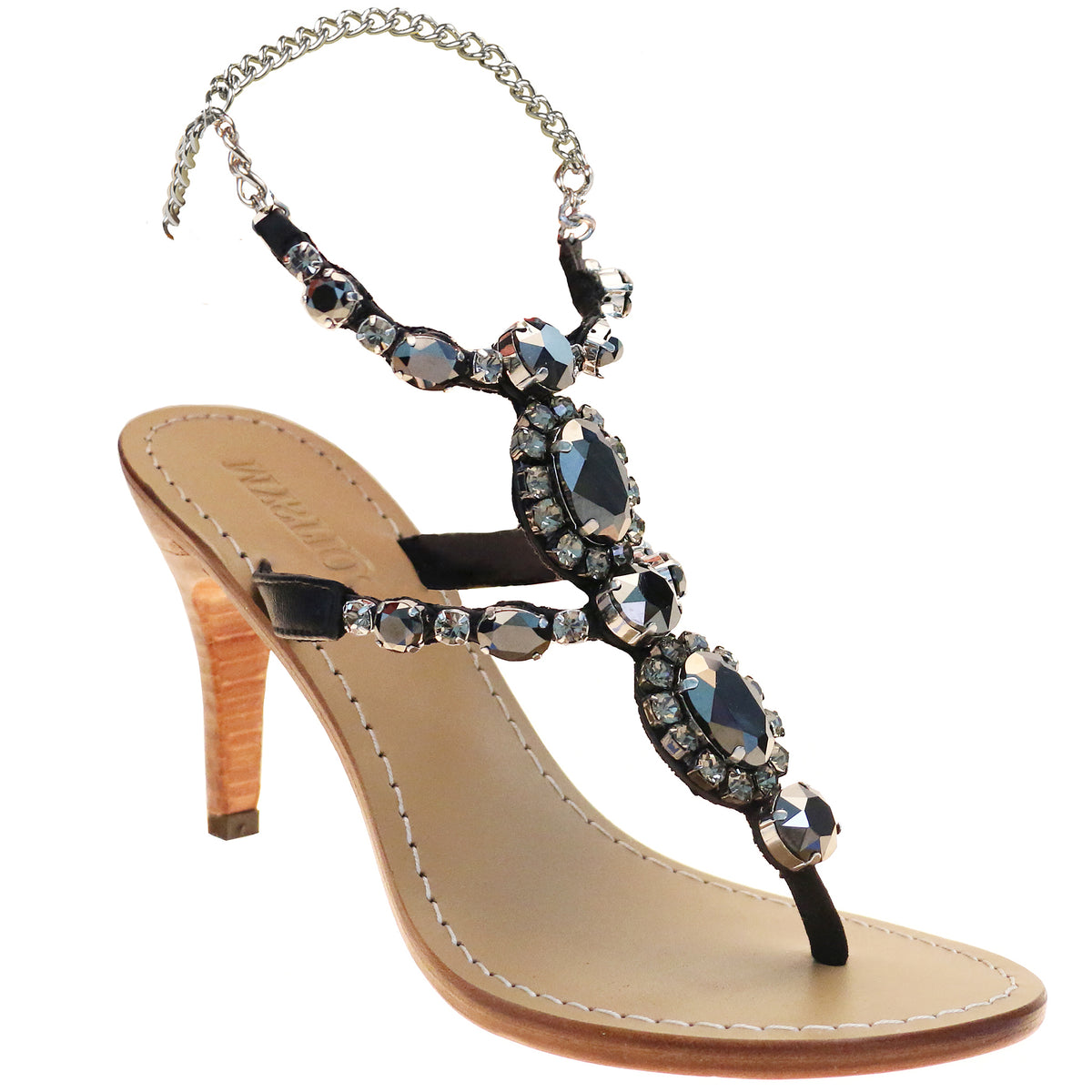 Jeweled heeled sandals hot sale