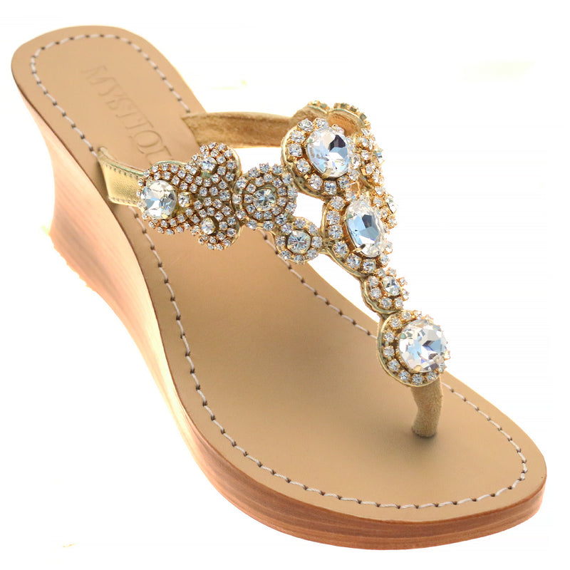 Jeweled wedge sandals sale