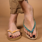 Oxnard Flip Flop Beige Aqua-In Stock