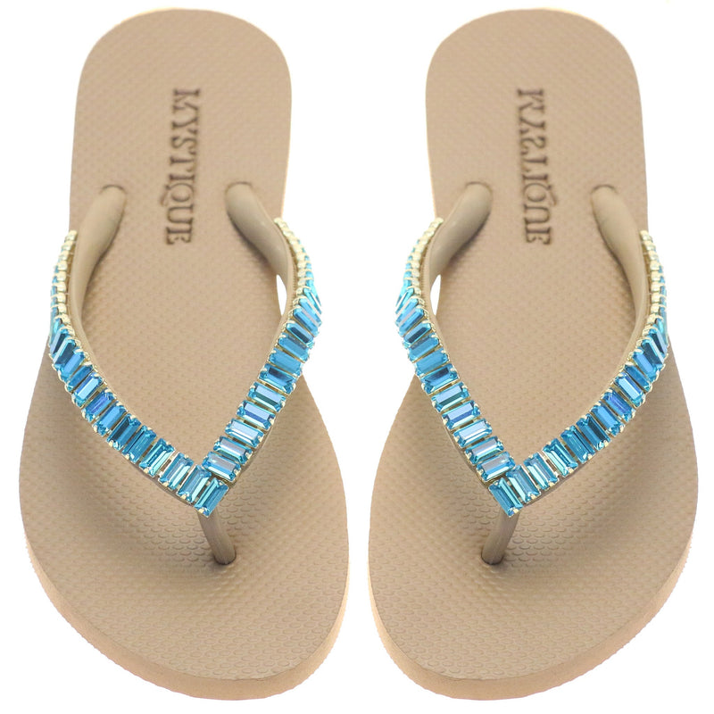 Oxnard Flip Flop Beige Aqua-In Stock