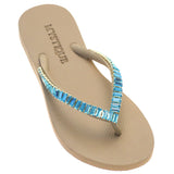 Oxnard Flip Flop Beige Aqua-In Stock