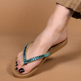 Oxnard Flip Flop Beige Aqua-In Stock