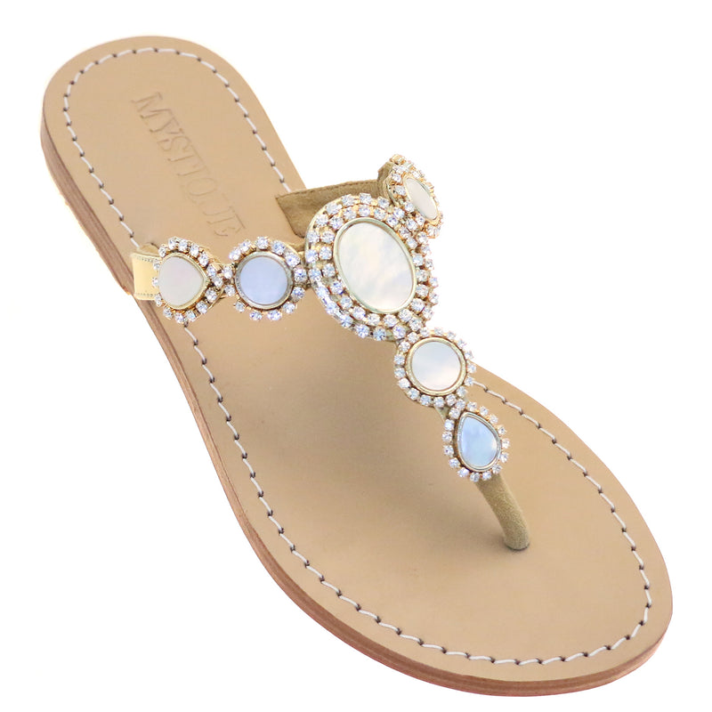 Havana Sandal- Women’s Leather Mother of Pearl Sandals - Mystique