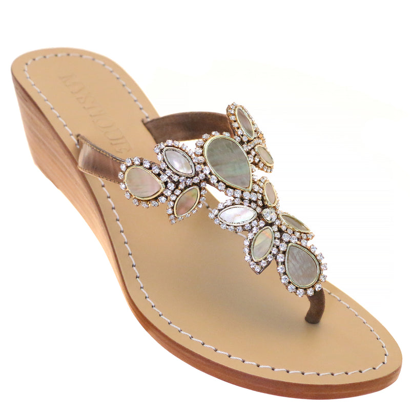 Lexington - Women's Mother of Pearl Wedge Sandals | Mystique Sandals