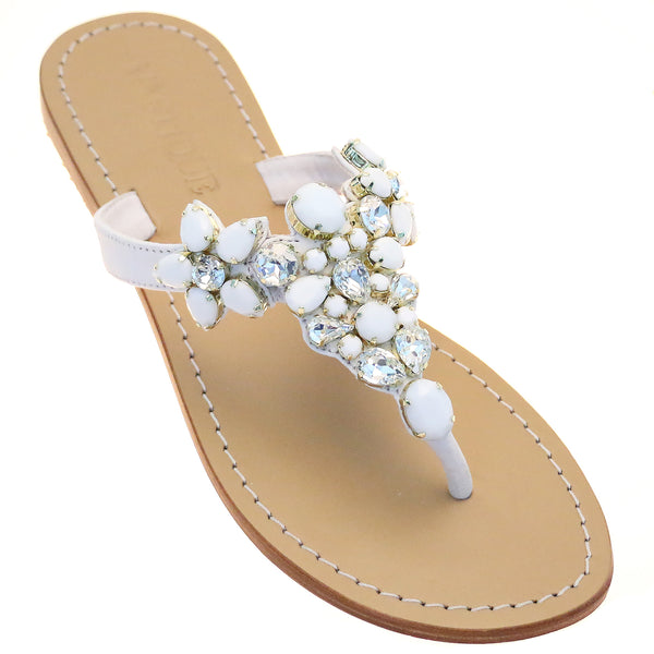 White jeweled sandals discount