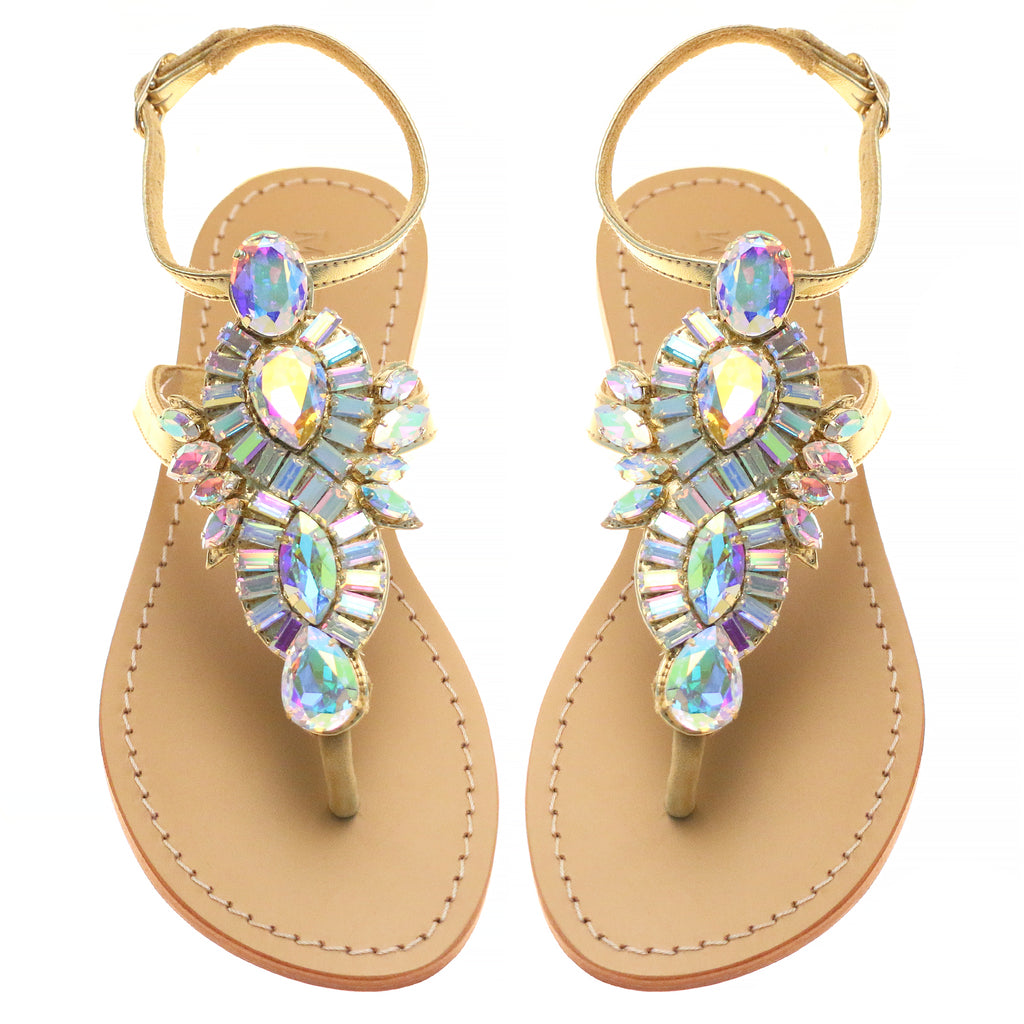 Mayberry - Women's Aqua & Green Jeweled Sandals | Mystique Sandals