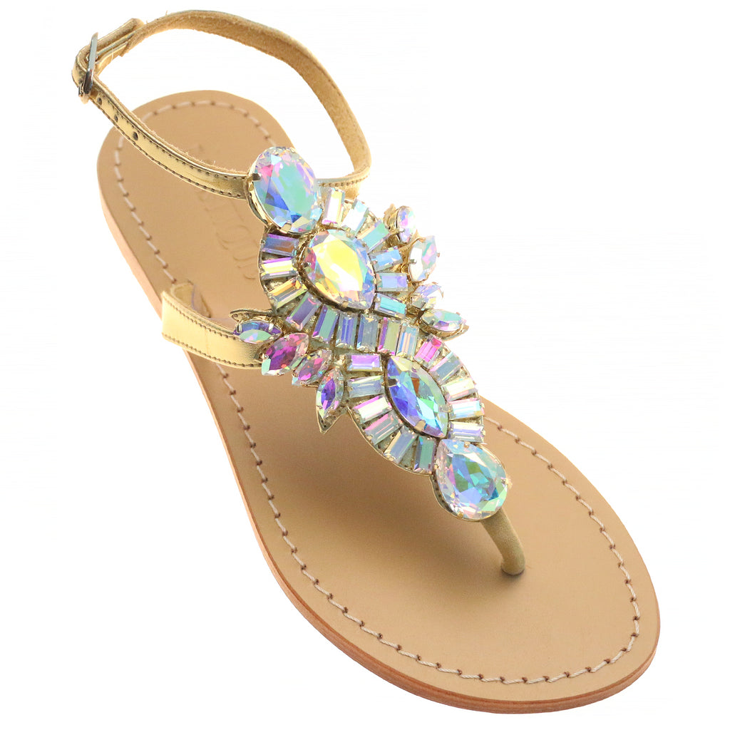 Mayberry - Women's Aqua & Green Jeweled Sandals | Mystique Sandals