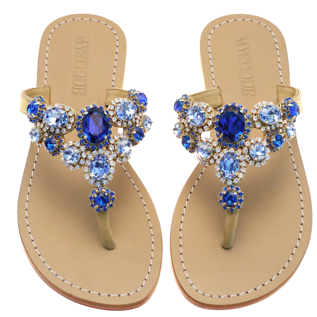 Blue flat sandals shop