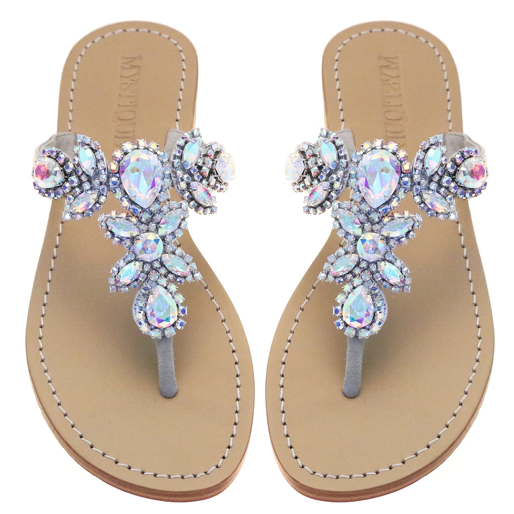St. Barth's - Women's Silver Crystal Bridal Sandals | Mystique Sandals