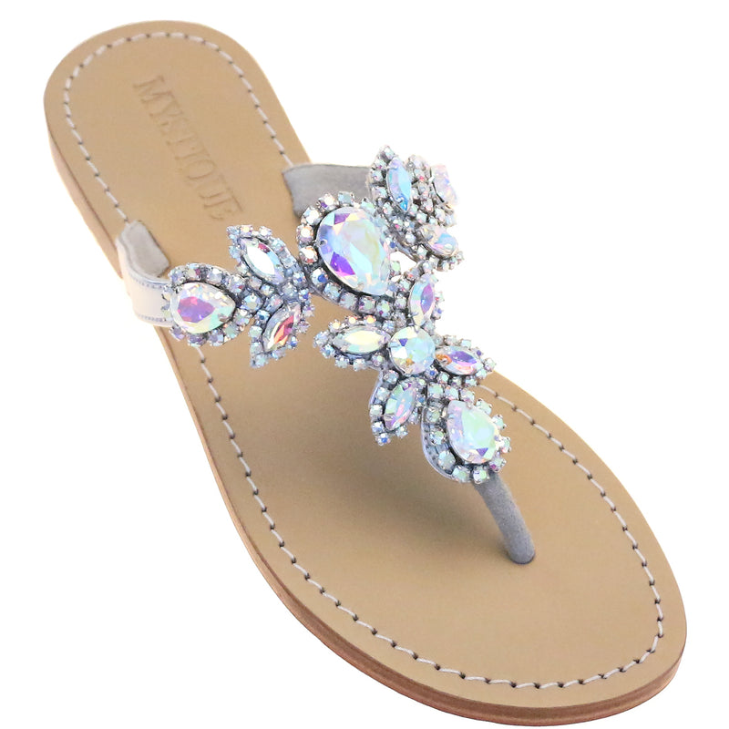 St. Barth's - Women's Silver Crystal Bridal Sandals | Mystique Sandals