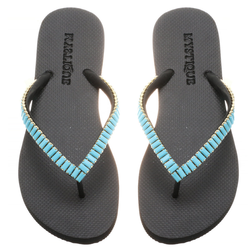 Oxnard Flip Flop Black Turquoise-In Stock
