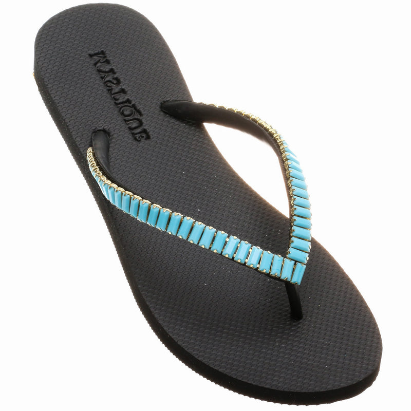Oxnard Flip Flop Black Turquoise-In Stock