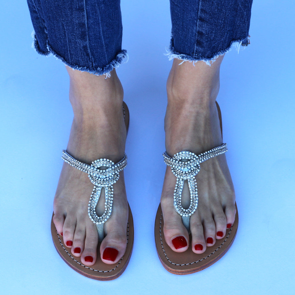 Puerto Vallarta Women s Silver Rhinestone Sandals Mystique Sandals